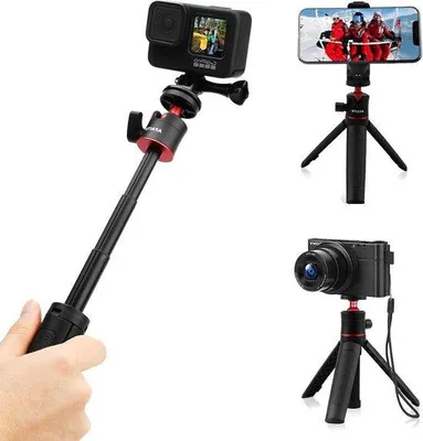 Produktbild von Kompakte 6-Zoll-Selfie-Stick Stativ Schwarz für Action-Kamera