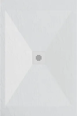 Produktbild von Mineralguss-Duschwanne extra flach DEXA Schieferoptik WEIß 90x160 cm  Auslaufschutz in Farbe