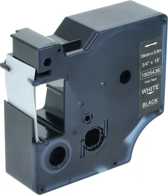 Produktbild von vhbw Schriftband-Kassette Ersatz für Dymo 1805436 für Etiketten-Drucker 5,5m x 19mm Weiß auf Schwarz, Vinyl