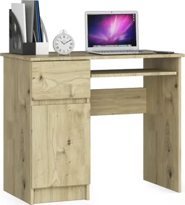 Produktbild von 3xEliving ZOLYNNA DESK LINKE ARTISAN Schreibtisch mit abschließbarem Schrank und Schublade, linke Seite, Maße: Höhe: 77 cm, Breite: 90 cm, Tiefe: 50 cm
