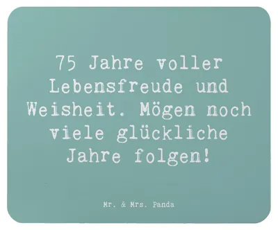 Produktbild von Mr. & Mrs. Panda Mousepad Spruch 75. Geburtstag Lebensfreude - Meeresbrise - Geschenk, Mouse Pad, besondere Anlässe, Alter, Weisheit, computermatte, Happy Birthday