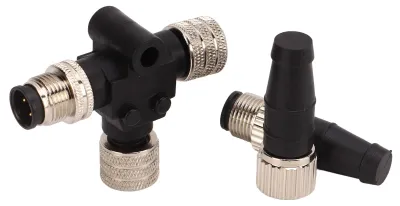 Imagen del producto de Conectores en T NMEA 2000 N2K, con terminadores macho y hembra, con conector M12 de 5 pines, para redes Lowrance