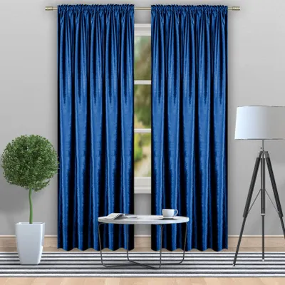 Produktbild von Verdunkelung Vorhang Velour Samt Velvet Blickdicht Schlaufenband Tunneldurchzug 140 x270 cm - Navy Blau