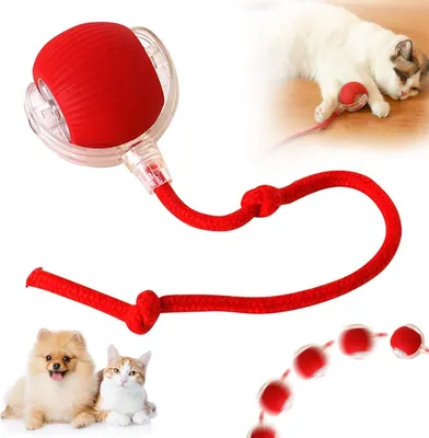 Produktbild von Interaktives Katzenspielzeug Katzenball, Katzenspielzeug Selbstbeschäftigung, Katzenspielzeug Elektrisch Katzenball, Automatisch Rollender Intelligenz Katzenspielzeug Ball für Katzen Hunde (Rot)