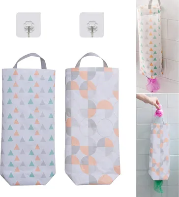 Produktbild von Runde Golfmuster Müllsack für die Küche - Weiß und Blau - 37 x 17 x 7 cm