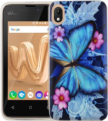 Produktbild von Handy Hülle für Wiko Sunny Max Cover Case Schutz Tasche Motiv Slim Silikon TPU Blauer Schmetterling