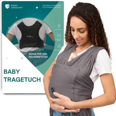 Produktbild von Koala Babycare Tragetuch Baby Neugeborene - Einfach Anzuziehen für Mütter und Väter - Babytrage Multi-Use Bis 9kg - Babytragetuch Anthrazitgrau