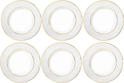 Produktbild von Wilmax Flacher Brotteller mit Goldlinien, 15 cm, 6er Set, WL-880102100/A6
