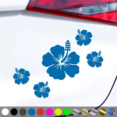 Produktbild von PantherPixel Hibiskus Aufkleber Aufkleberset Hibiskusblüten Sticker Auto Geschenkidee Farbe Blau