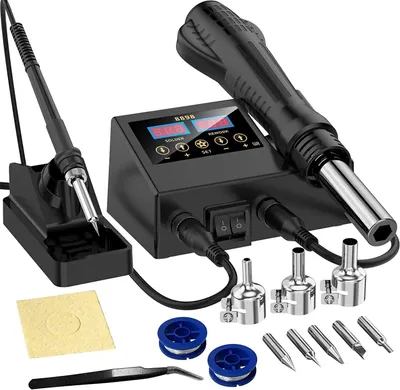 Produktbild von Lötstation - A-8898 2-in-1 Heißluftpistole und Lötkolben - 750 W - 220 V - Digitalanzeige - Temperaturregelung - SMD-Reparatur