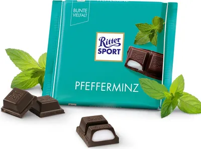 Produktbild von Ritter Sport Pfefferminz mit erfrischender Pfefferminzfüllung 100g