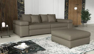 Produktbild von Big Sofa Megasofa Riesensofa AREZZO inkl. Hocker Stoff Now or Never Milchkaffee