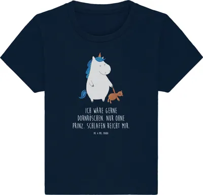Produktbild von Mr. & Mrs. Panda Babyshirt Einhorn Teddy 0. - 6. Monat - French Navy - Geschenk, Unicorn, Kleinkind Shirt, Gute Nacht, Kinder Oberteil,  Baby, Bett, Freundin, T-Shirt