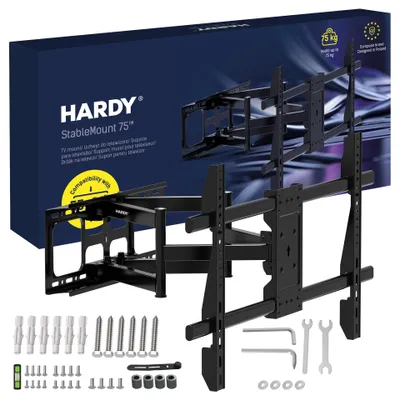Produktbild von TV Wandhalterung StableMount 75 für Fernseher 55 bis 90 Zoll, Schwenkbar Doppelarm