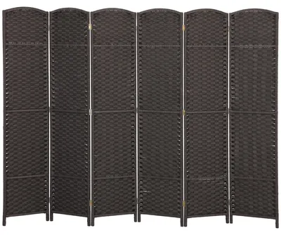 Image de Paravent HOMCOM 6 panneaux 240 x 170 cm, cloison de séparation en bois de pin, marron