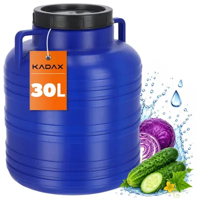 Produktbild von KADAX Plastikfass, Weithalsfass, Fass aus HDPE-Kunststoff mit Deckel, Deckelfass, multifunktionales Kunststofffass, Universalfass, Wasserfass (30L 1 Stück)