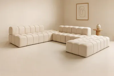 Produktbild von Modernes, gestepptes modulares Ecksofa für das Wohnzimmer – Clixi 374 x 277 cm