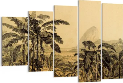 Produktbild von Bild auf Leinwand - Leinwandbild - 5 Teile - Palmen Wald Regnerisch - 150x100cm - Wand Bild - Wanddeko - Wandbilder - Leinwanddruck - Bilder - Wanddekoration - Leinwand bilder - EG150x100-4983