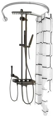 Produktbild von Duschvorhang, wasserdichtes Polyestergewebe, schimmelresistent, Tragfähigkeit 20 kg, leicht zu reinigen, Edelstahlkomponenten