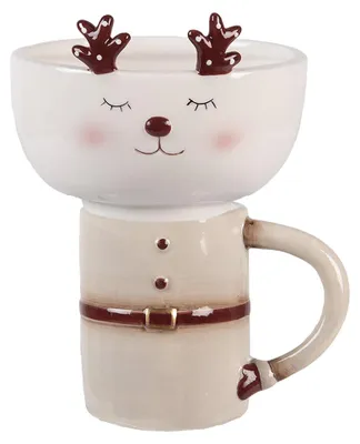 Produktbild von Clayre & Eef Tasse Hirsch 250 ml / 250 ml Beige Keramik Hirsch