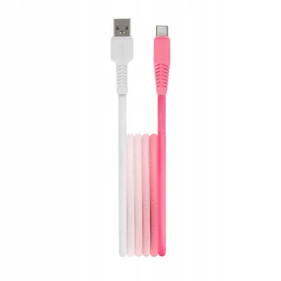 Productafbeelding van Setty Universeel USB-A/USB-C oplaadkabel, 1,5 meter, wit-roze, 3A, 15W, krachtig