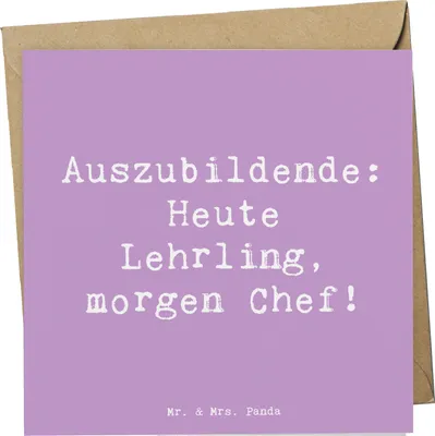 Produktbild von Mr. & Mrs. Panda Grußkarte Spruch Auszubildende Chef - Lavendeltraum - Geschenk, Glückwunschkarte, Berufsgestaltung, anlasskarte, Berufe, Beruf, Berufsprodukte, faltkarte