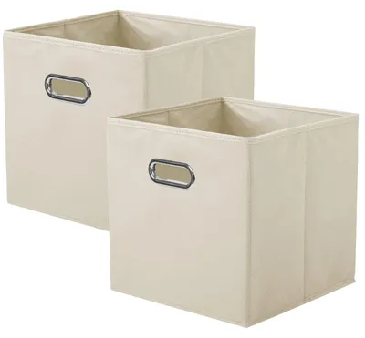 Produktbild von Stoffaufbewahrungsboxen, 2-teiliges Set faltbarer Aufbewahrungswürfel mit Metallgriff für Kleiderschrank und Spielzeug