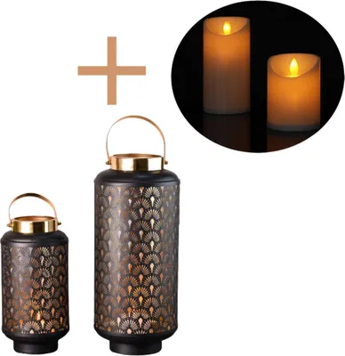 Image de lot de 2 photophores de jardin LED Lanterne de jardin Balcon Déco Braga