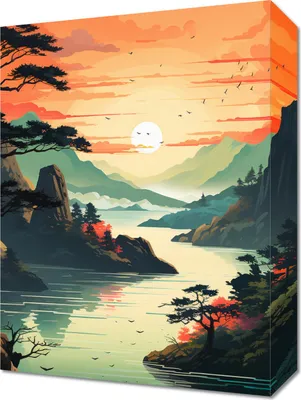 Produktbild von Bild 30x40cm Sonnenuntergang über einem ruhigen See