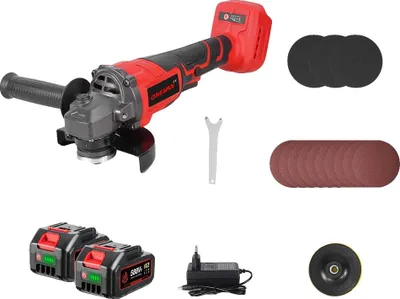 Zdjęcie produktu dla Szlifierka kątowa, tarcza 125 mm, silnik bezszczotkowy, 2 akumulatory, wtyczka 1EU