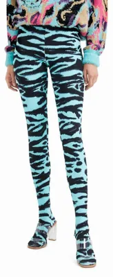 Immagine prodotto di Leggings da donna Desigual con piede coperto e motivo zebrato, taglia L