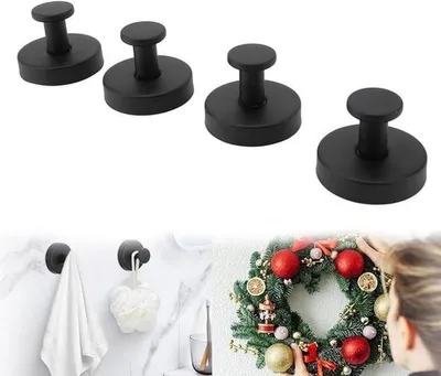 4 Stück Badezimmer Saugnäpfe, RVS Handtuchhalter ohne Bohren, wiederverwendbare Kleiderhaken für Glastüren und Küche