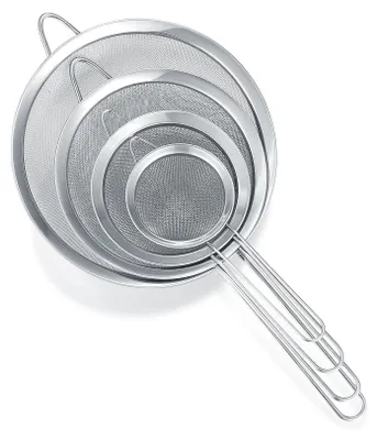 Produktbild von Küchensieb-Set - 4-teilig feinmaschig aus Edelstahl - Nudelsiebe für den Haushalt