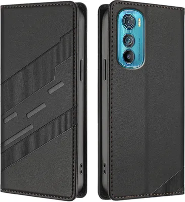 Immagine prodotto di Custodia per Motorola Edge 30, custodia a portafoglio in Finto cuoio con slot per schede e funzione stand Schwarz
