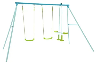 Schaukelset mit 2 Schaukeln und Gleitflieger, Stahlgestell, Garten