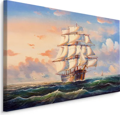 Zdjęcie produktu dla Obraz Ozdoba Ścienna z efektem 3D do salonu łódź statek morze krajobraz 120x80cm