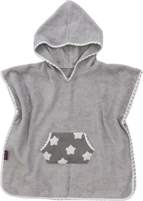 Produktbild von Puckdaddy Bade Poncho Finja 57x84 cm Baby-Poncho mit Kapuze mit Sterne Muster in Grau