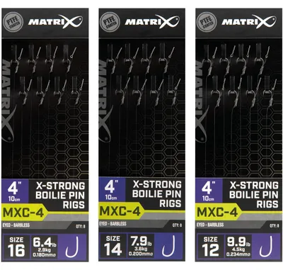 Produktbild von Fox Matrix MXC-4 Barbless X-Strong Boilie Pin Rigs 10cm - 8 Haken, Gr./Durchmesser/Tragkraft:Gr. 12 /4.5kg /0.234mm