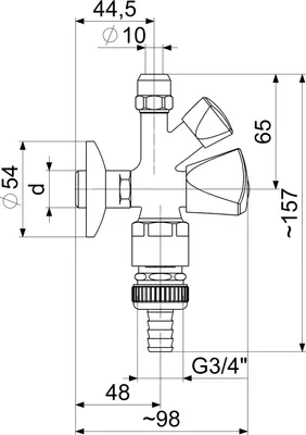 Obrázok produktu pre Js Kombinovaný Uhlový Ventil, Nie Je Samotesniaci Rb,Sv,3-Kt.gr.,1/2",Pol.chrómovaný