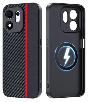 Produktbild von Schutzhülle für Honor 600 Smart, MagSafe kompatibel, stoßfest, Militärqualität, Rot/Schwarz