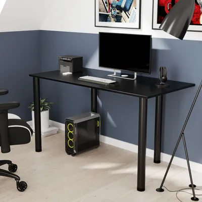 Produktbild von AKKE Schwarz Schreibtisch mit schwarze beine LxBxH: 100x55x74 cm