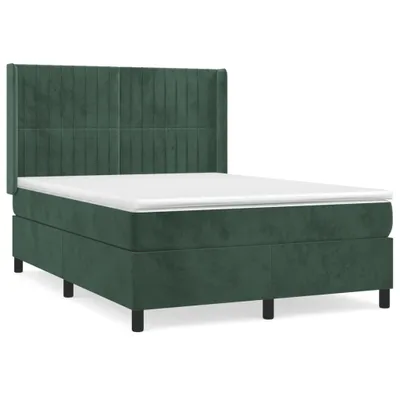 Produktbild von vidaXL Boxspringbett mit Matratze Dunkelgrün 140x200 cm Samt