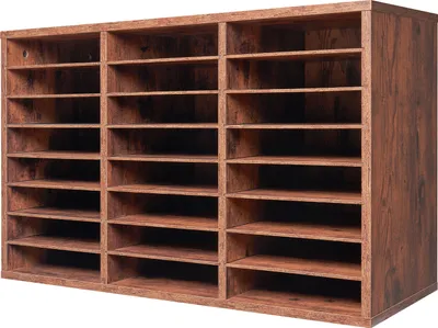 Produktbild von SucceBuy Holz-Literatur-Organizer mit 24 Fächern und herausnehmbaren Regalen, Dunkelbraun