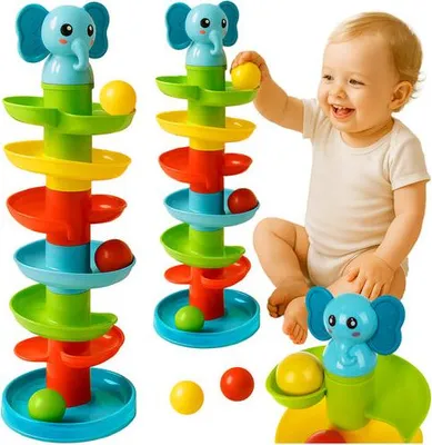 Produktbild von Bällebad für Kleinkinder mit Spiralrutsche, 6 Bälle, ab 18 m