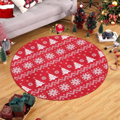 Runder Weihnachtsteppich, maschinenwaschbar, 120 x 120 cm, Polyester
