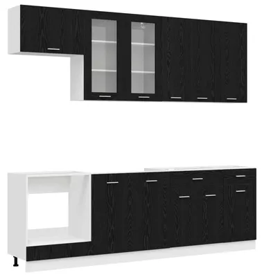 Produktbild von vidaXL Kücheneinheit LYON 8 pcs Schwarze Eiche Holzwerkstoff
