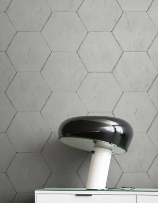 Produktbild von NEWROOM Tapete Grau Vliestapete Stein - Steintapete Modern Schwarz  Hexagon Beton Steinoptik Industrial Backstein