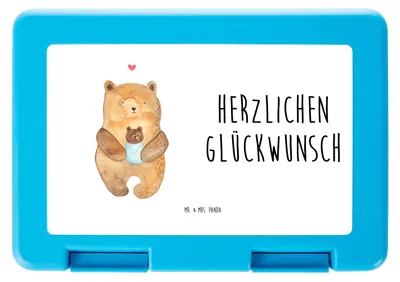 Produktbild von Mr. & Mrs. Panda Bentobox Bär Baby - Weiß - Geschenk, Snackbox, Teddy, Mutter, Geburtstag, Lunchbox, Bento Box, Geburt, Vorratsbehälter, Taufe, Essensbox