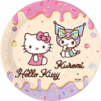 Produktbild von Hello Kitty und Kuromi Pappteller, 23 cm, 8 Stück