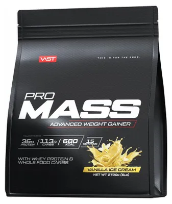Produktbild von VAST Pro Mass Advanced Weight Gainer (2700g) Vanilla Ice Cream - Gewichtszunahme - Mit Kreatin